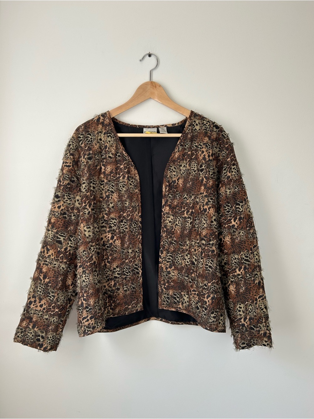 Vintage Chico’s Textured Silk Leopard Print Jacket